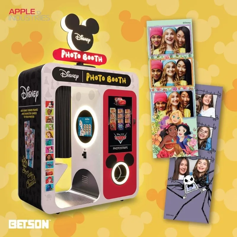 Apple Industries Disney photo booth with Mickey ears and photo strips