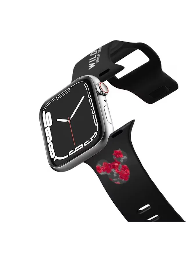 Black WILDSIDE × Disney watch band with red Mickey rose