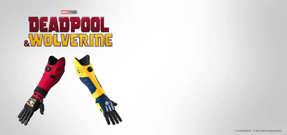 Deadpool and Wolverine Hero Arm designs side by side