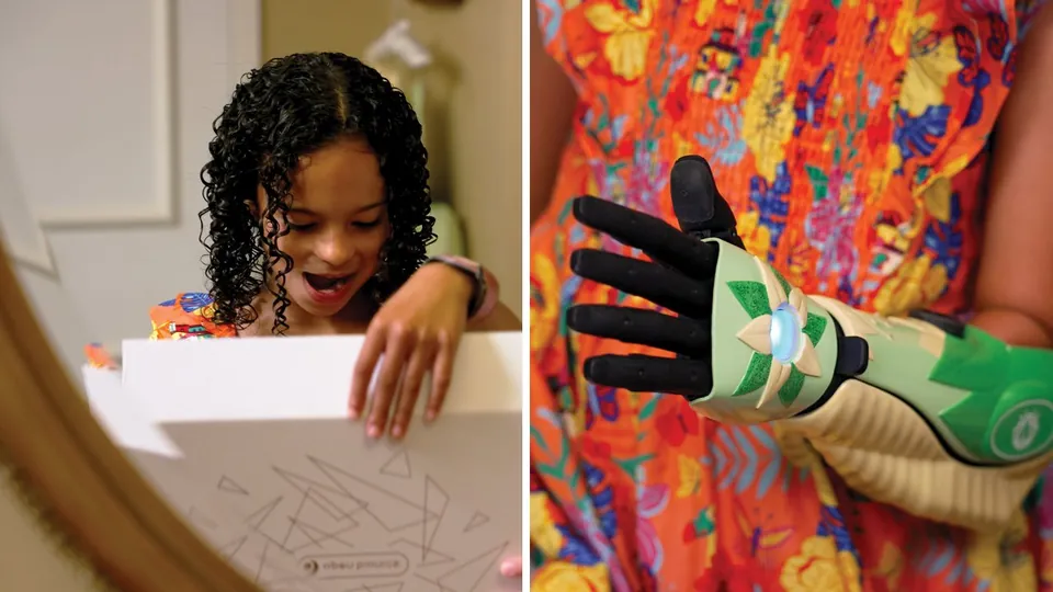 Elisa opening her new Tiana Hero Arm cover, and the cover on her arm