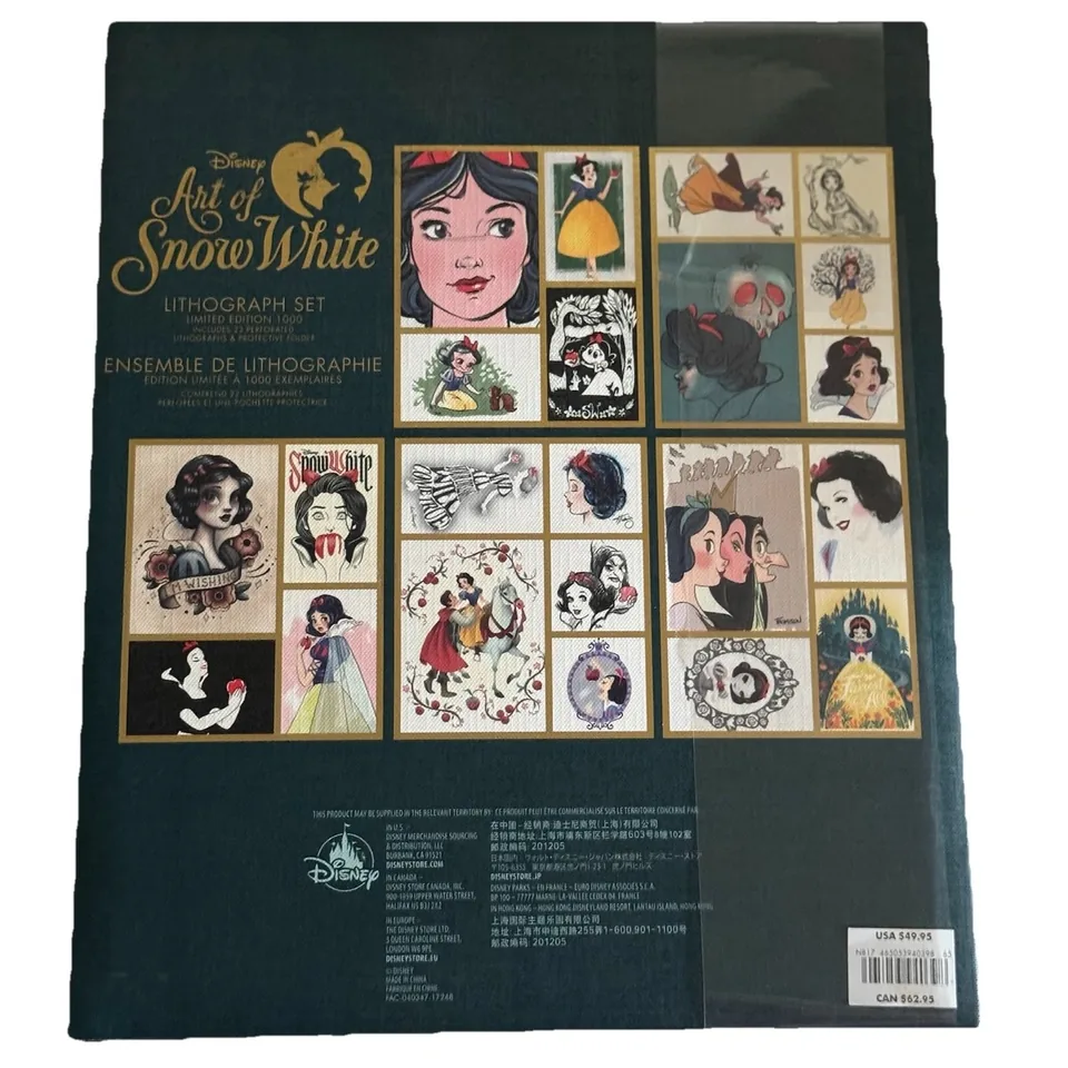Back of the Art of Snow White lithograph set showing all 22 lithographs, including Zach’s piece