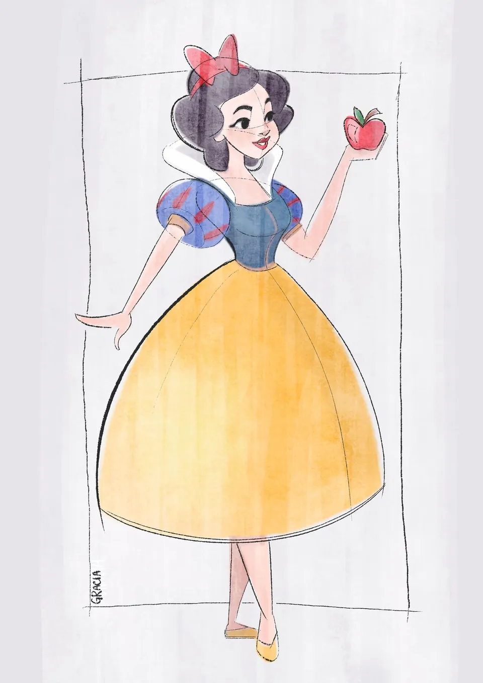 Snow White lithograph final painted artwork