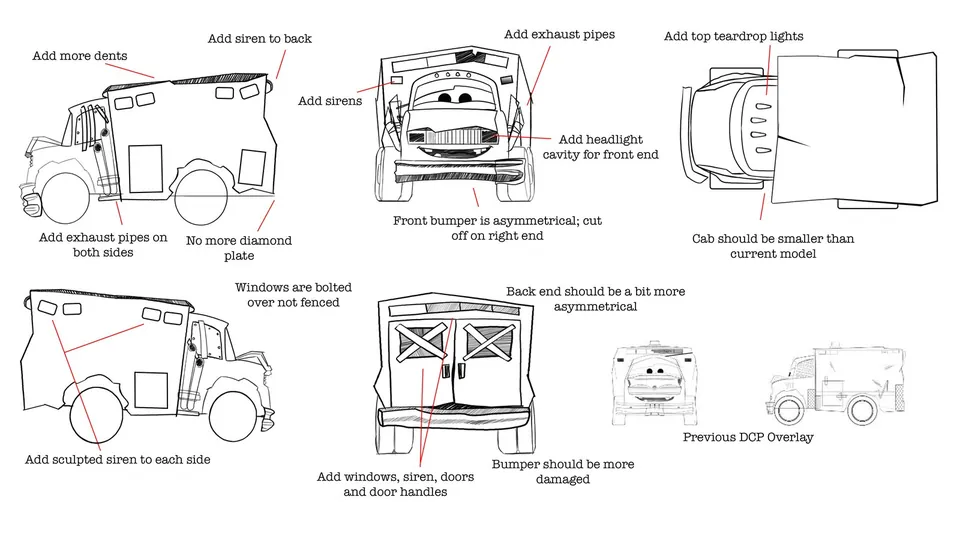 Ambulance vehicle overlay with revision notes