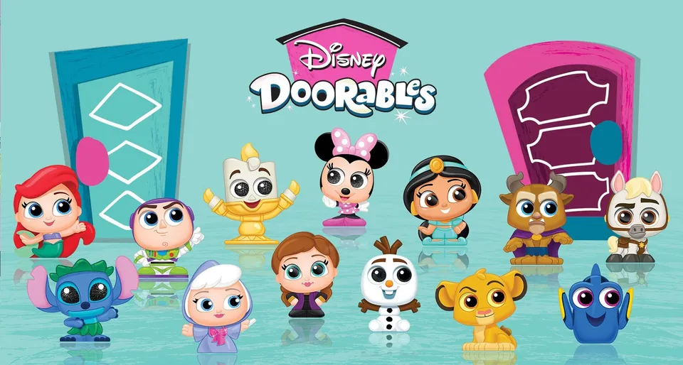Disney Doorables lineup in front of the signature doors