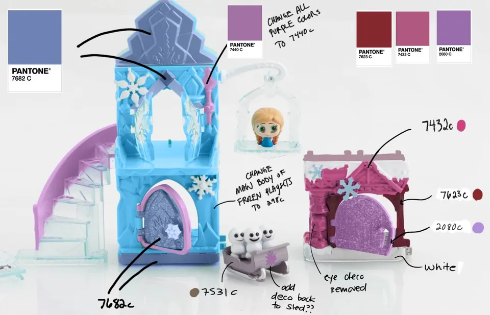 Frozen playset color notes with Pantone callouts