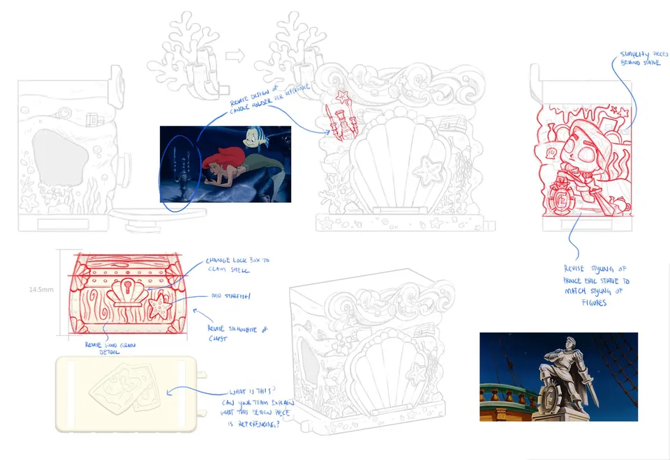 Little Mermaid playset vessel with drawover notes and film reference