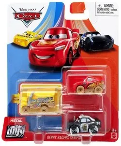 Mattel Cars Mini Racers Derby Racers 3-pack with Miss Fritter and Lightning McQueen