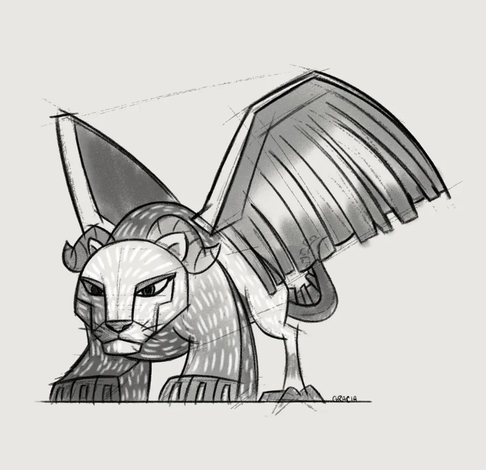 Pepita tonal sketch with wings