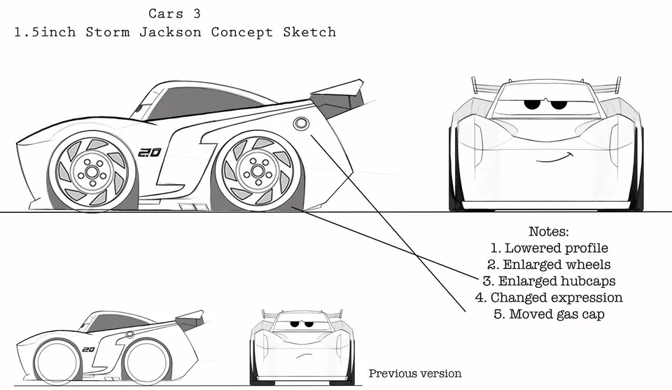Storm Jackson 1.5 inch concept sketch with notes