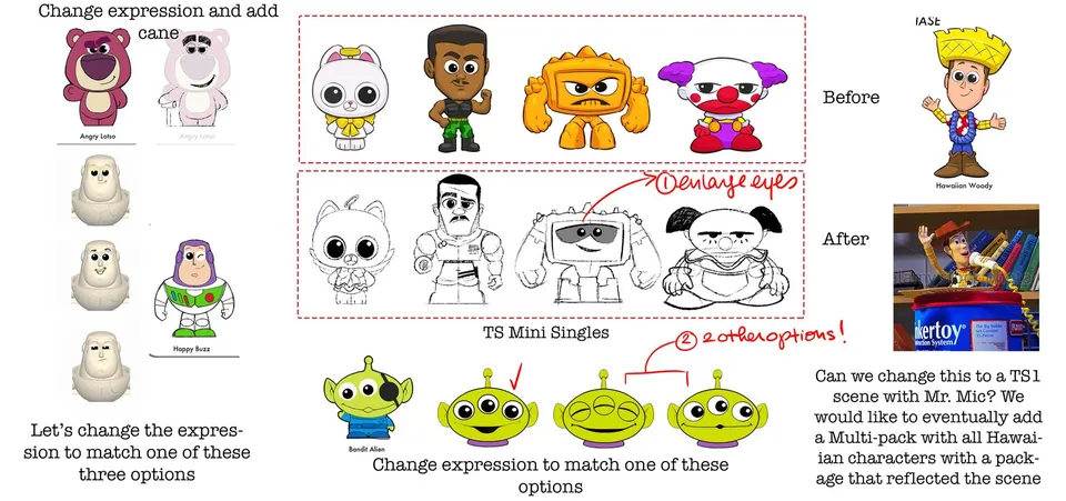 Toy Story Mini singles with Pixar expression notes